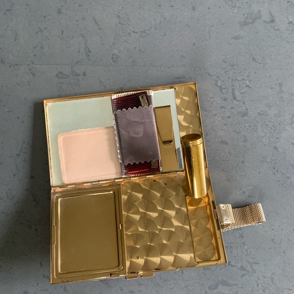 Vintage 1940s Marhill Mother of Pearl Cigarette Wristlet Case | Gold Tone Clutch